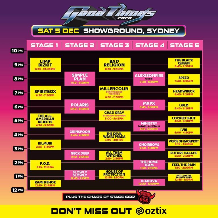 Good Things Festival 2026 Set Times